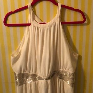 White dress with sequin belt